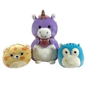 Squishmallows Santiago Blue Squirrel Lexie Cheeta Leopard & Ursula Unicorn Plush